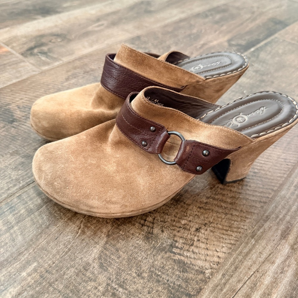 Born Crown Women Y2K Suede Round Toe Clog Mules, Tan Brown, 12/44